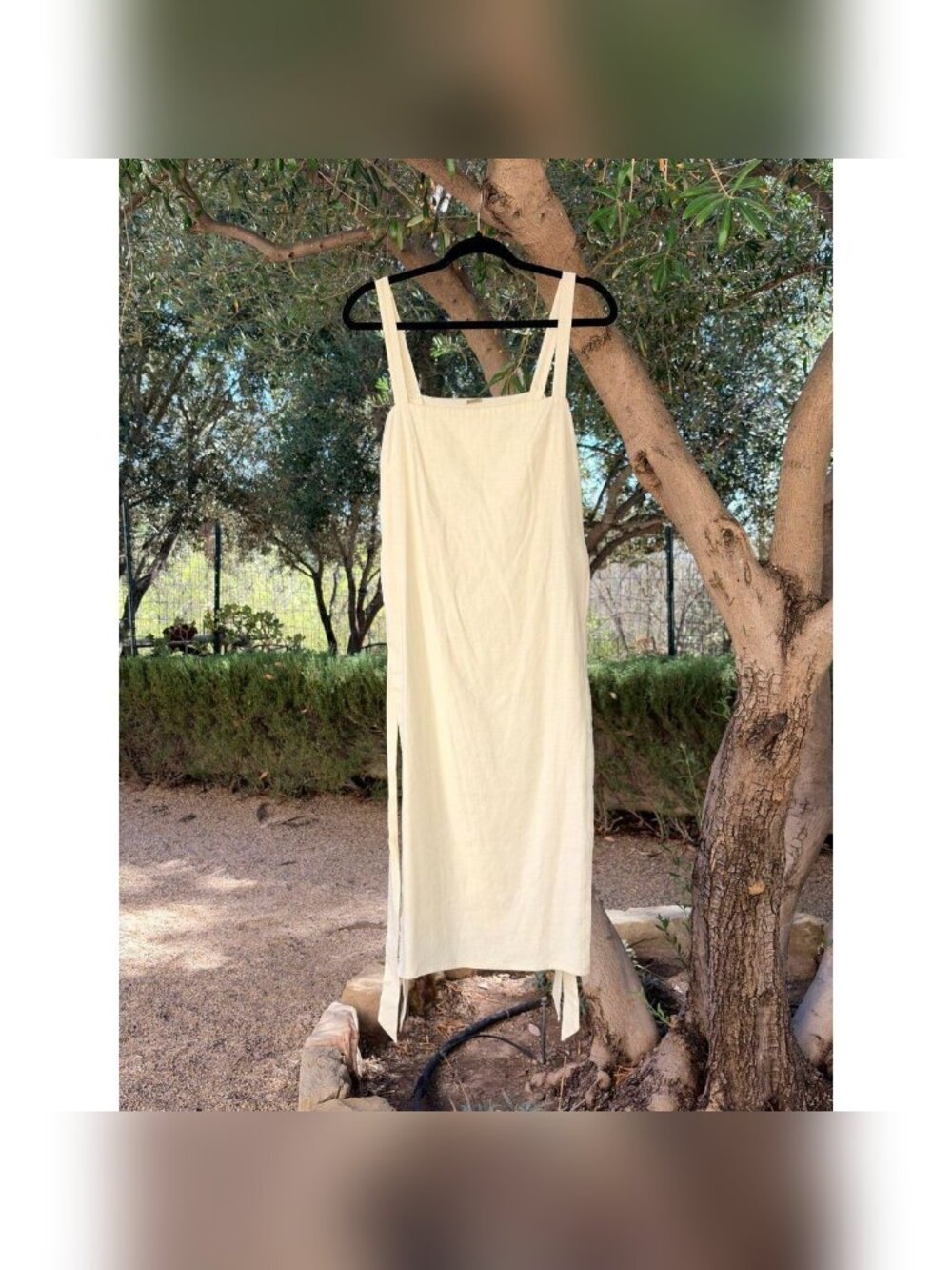 Cult Gaia Butter Yellow Linen Pinafore Midi Dress M